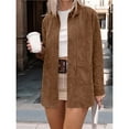 thumbnail image 6 of Faux Suede Jacket Women Fall Fashion Leather Jackets Long Sleeve Button Down Winter Coats Shackets Outerwear Brown L, 6 of 10