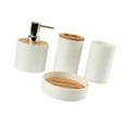 thumbnail image 4 of Tnarru 4-piece Bathroom Accessory Set, Soap Dish, Bathroom Decor, Toothbrush Holder, Bathroom Accessory, Complete Set for Bathroom Countertop white, 4 of 8