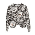 thumbnail image 4 of Xudanell Sweaters for Womens Sweatshirt Printing Halloween Sweatshirts for Women Plus Size O Neck Casual Long Sleeve Workout Grey L, 4 of 4