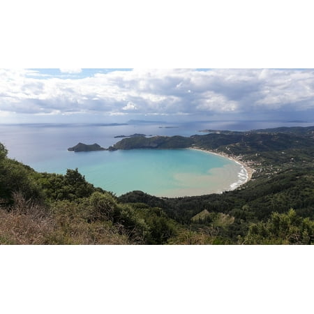 Canvas Print Greece Blue The Sun Sea Corfu in Holidays Island Stretched Canvas 10 x