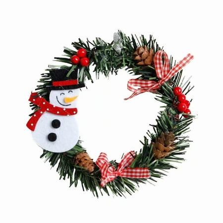 - Akoyovwerve Christmas Tree Decoration Snowman Pattern Wreaths Garland for Door Hanger Wall Ornaments