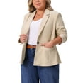 thumbnail image 4 of Agnes Orinda Women's Plus Size Blazer Long Sleeve Button Open Front Business Casual Jacket with Pockets 2X Beige, 4 of 6
