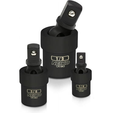 NEIKO 02486A Impact Universal Joint-Socket Swivel Set, Socket Extension Set Made From Cr-Mo with Included 1/4-, 3/8-, and 1/2-Inch Sockets, Set of 3