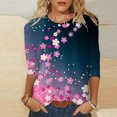 thumbnail image 2 of nsendm T Shirts for Women Loose Fit Graphic Cats Tops For Womens Casual Summer Tops Three Quarter Sleeve Round Neck Tee T Shirt St Patricks Day Printed Loose Side Split Tunic Blouse AB S, 2 of 4