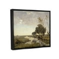 thumbnail image 3 of Classic Stream Animals Grazing Landscape Painting Jet Black Framed Art Print Wall Art, 3 of 6