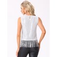 thumbnail image 3 of DARING DIVA Women's Fringe Hem Sleeveless Round Neck Tank Tops XS White, 3 of 6