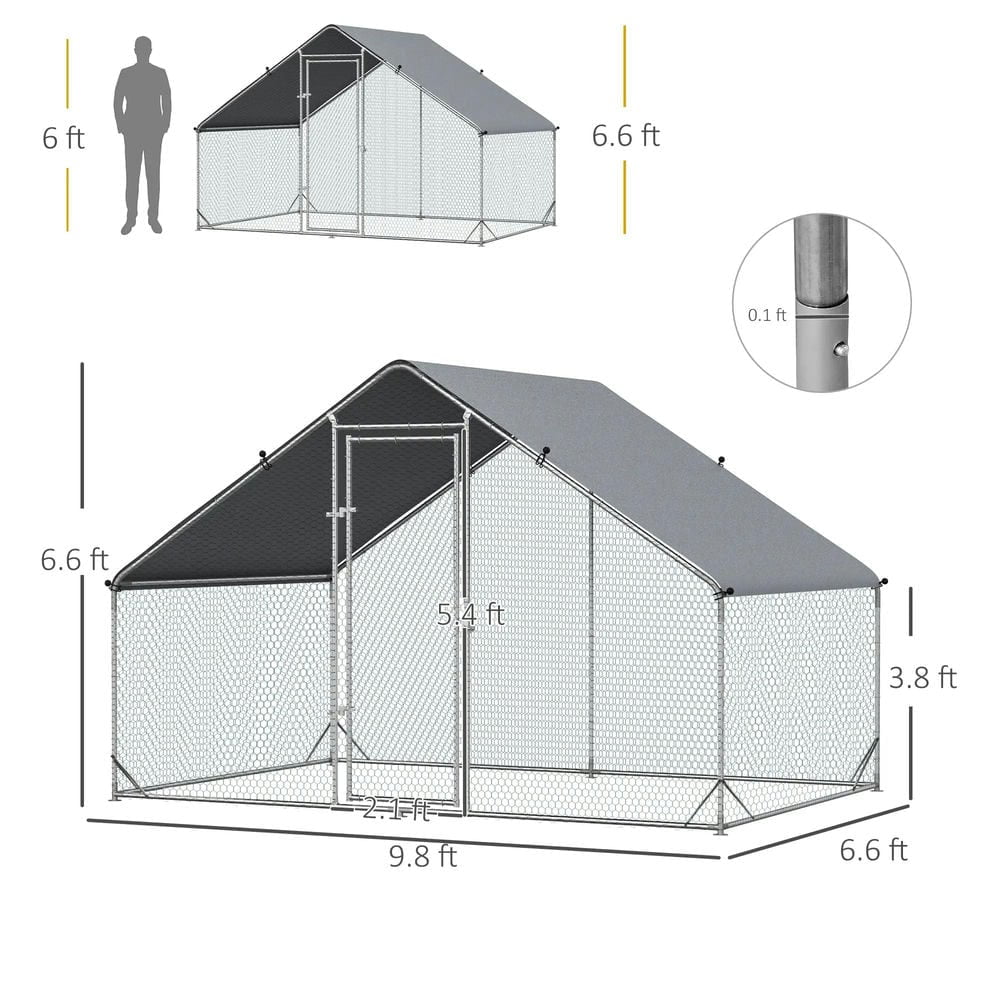 Resenkos Rabbit Hutch, Duck Cage Hutch,Chicken Coop,Large Chicken Coop Metal Chicken Run with Waterproof and Anti-UV Cover