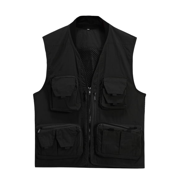 AZoiNM Men's Multi-Pocket Outdoor Vest Detachable Back Zippered Sleeveless Jacket All Season