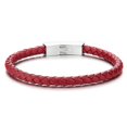 thumbnail image 1 of Pulsera COOLSTEELANDBEYOND de piel fina trenzada roja, 1 of 7