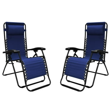 Caravan Canopy Infinity Zero Gravity Steel Frame Patio Deck Chair, Blue (4 Pack)