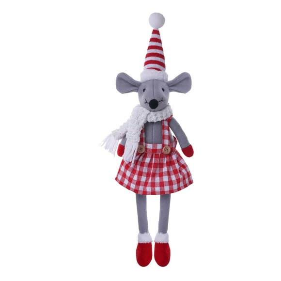 RKSTN Christmas Long Leg Doll Christmas Plaid Fabric Mouse Long Leg Doll Couple Mouse Doll Christmas Decoration Christmas Gifts