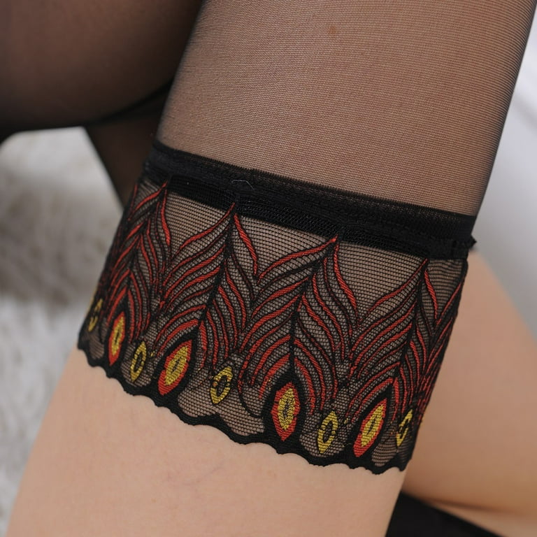 VKEKIEO Knee High Stockings for Women,Fashion Sexy Womens Lace Retro  Lingerie Net Thigh Stocking Lingerie Garter Belt