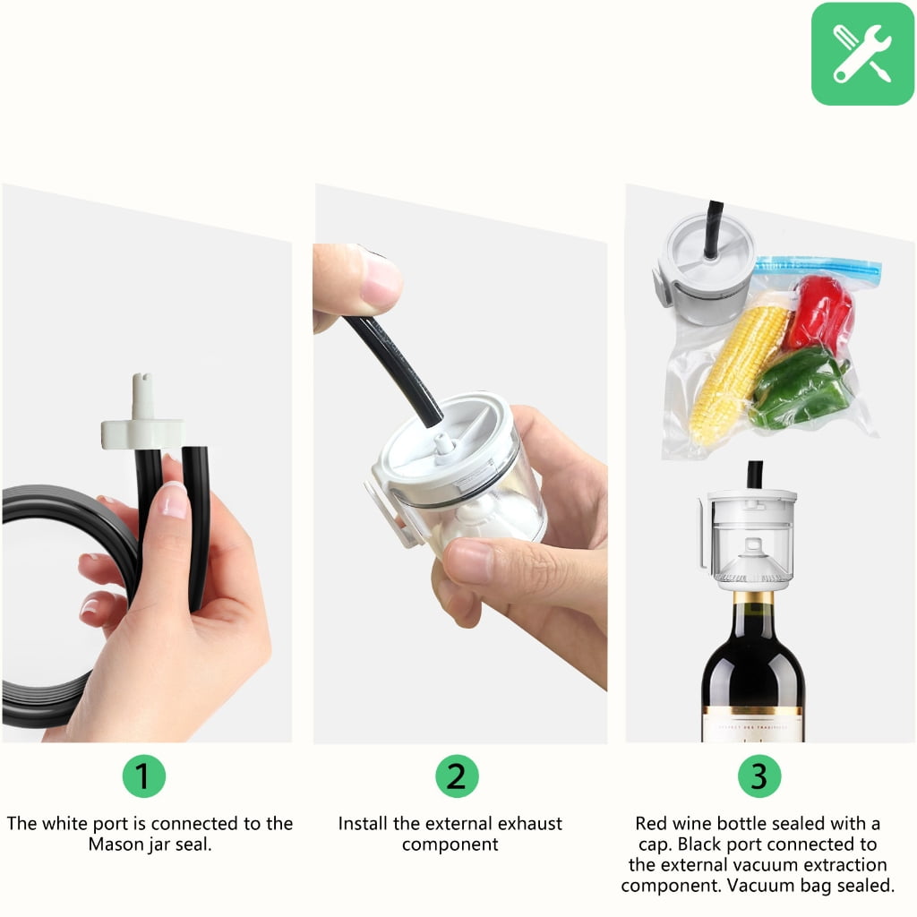 Miiottaa Electric Mason Jar Vacuum Sealer Kit Vacuum Bags Lunch Boxes Portable Vacuum