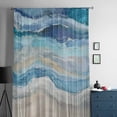 thumbnail image 5 of Blue Coastal Semi Sheer Curtains Drapes for Living Room, Bedroom, French Doors Window 63 Inches Long, Summer Beach Nautical Abstract Art Rod Pocket Chiffon Curtain Drapery Voile Draperies Panel, 5 of 6