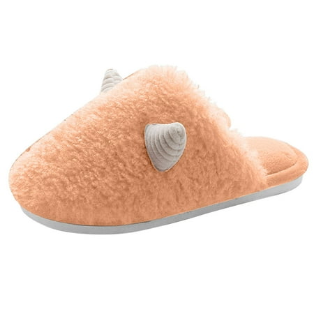

Youmylove Horns Couple Shoes Warm Colorful Style Cartoon Slipper Cotton Plush Solid Color Women Slippers Comfort Cozy Leisure Daily Walking