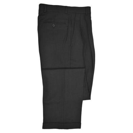 New Brooks Brothers Mens Dark Gray Wool Pleated Cuffed Dress Pants 35W x 33L 5844-3