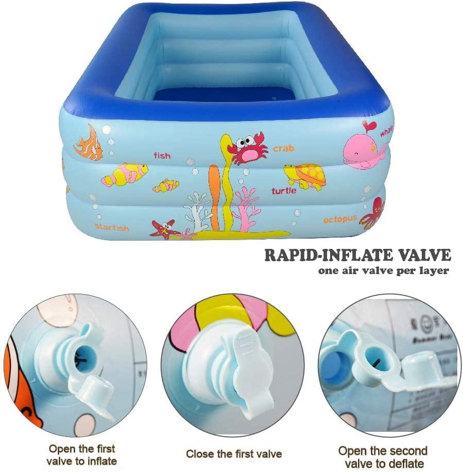 Inflatable Swimming Pool, Family Kiddie Pool, Full-Sized Inflatable Pool for Kids and Adults, Blow Up Lounge Pool for Backyard, Garden, Outdoor, Party