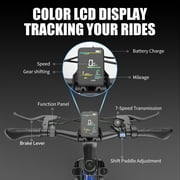 PostJoy Electric Mountain Bike 26 1500W Peak Motor, 65 Miles 28MPH Ebike, 480Wh Battery Electric Bicycle for Adults 7 Speed Electric Bicycles Front Fork Suspension