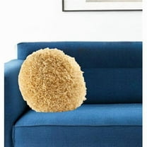 HomeRoots 528001 14 x 14 in. Yellow Round Shag Throw Pillow