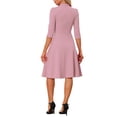 thumbnail image 3 of INSPIRE CHIC Vestido Vintage para Mujer de 3/4 de Manga con Cuello Alto, Vestido A-Line de Oficina, Color Rosa, 3 of 6