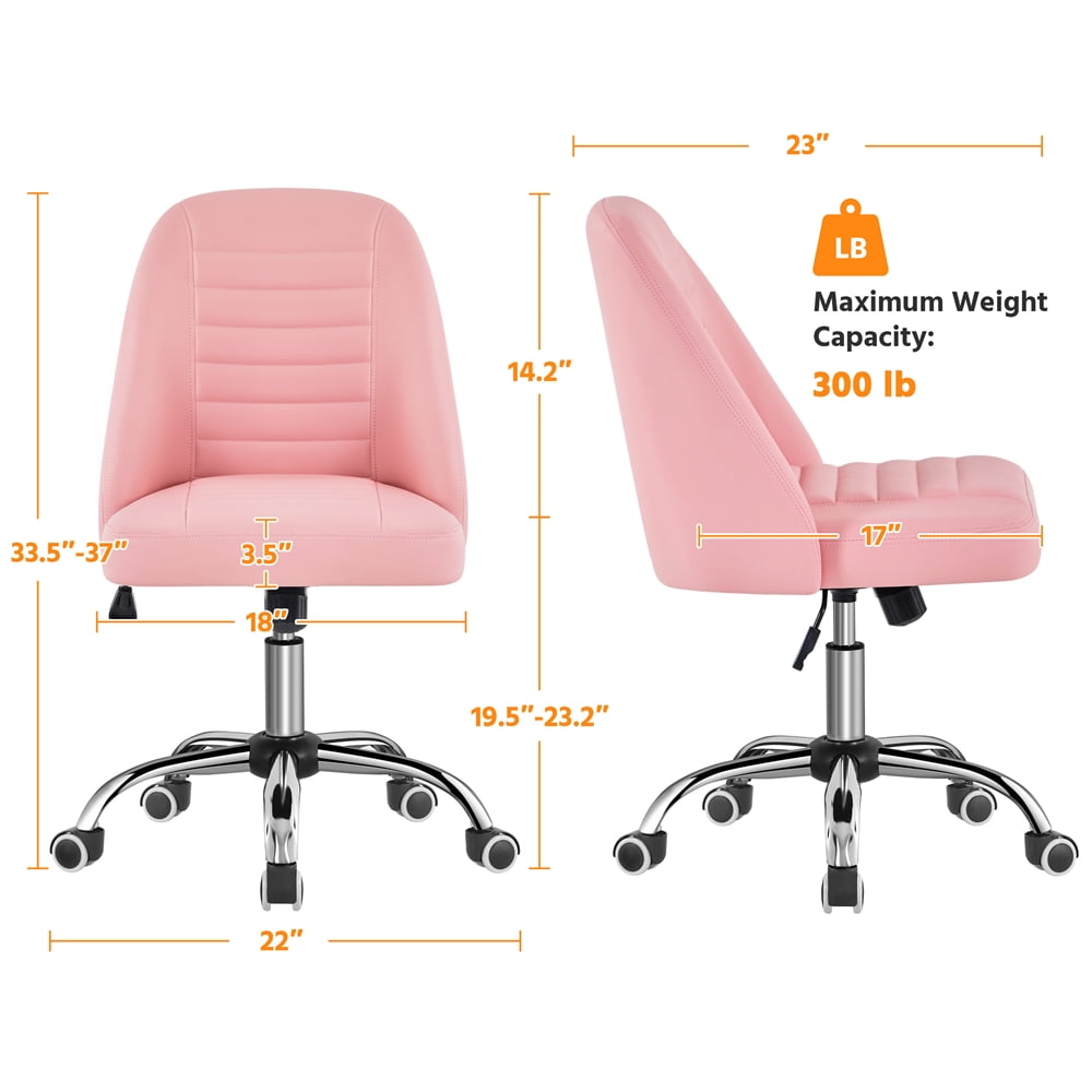 Alden Design Modern Tufted Faux Leather Armless Desk Chair for Home Office, Pink