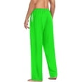 thumbnail image 6 of FREEAMG Men's Pajama Bottoms Plain Neon Green Solid Color Drawstring Lounge Pants Soft Sleepwear Separate Bottoms for Men, 6 of 6