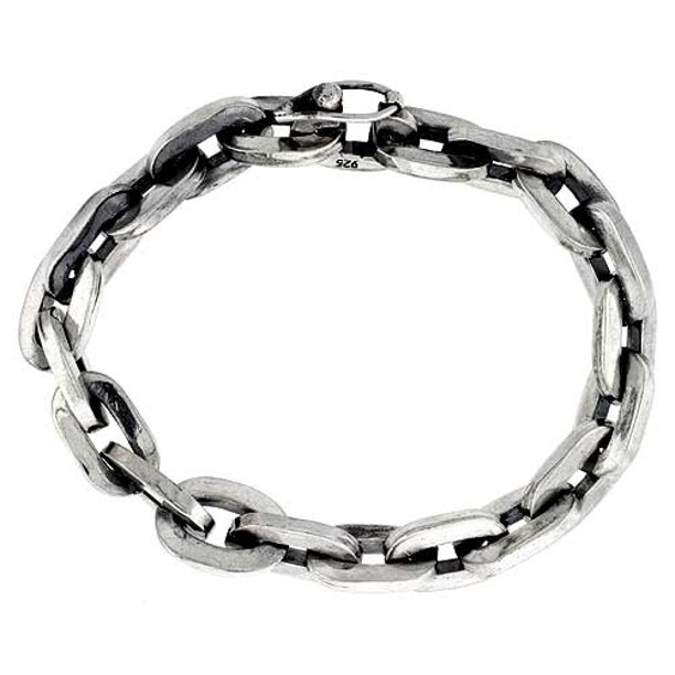 925 Sterling Silver Solid Italian Heavy Square Cable Link Bracelet 9.5mm -  Walmart.com