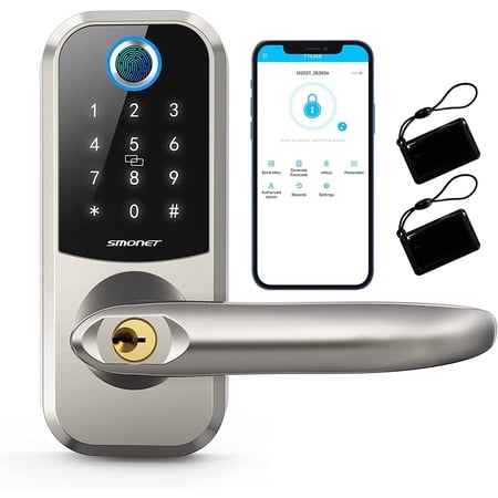 View of Smart Lock, SMONET Deadbolt Lock with Keypad, Keyless Entry Biometric ...