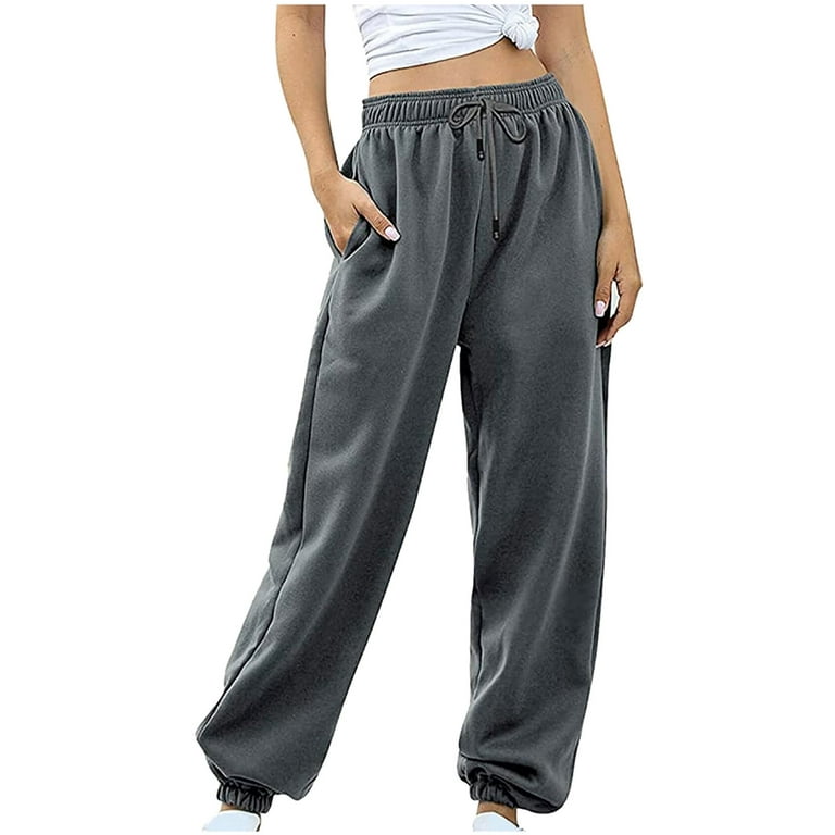 Shiusina Women's Bottom Sweatpants Joggers Pants Workout Drawstring High  Waisted Yoga Lounge Pants With Pockets Dark Gray