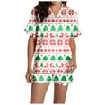 thumbnail image 3 of Women's Pajama Sets – Soft Cotton Lounge Sets, Cozy Sleepwear for Every Season Women's Classic Christmas Print Shorts Pajama Set, 3 of 7