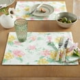 thumbnail image 4 of Martha Stewart Amber Floral Fabric Placemat Set 4-Pack, Pink/Yellow, 13"x17.5", 4 of 8