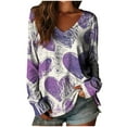 thumbnail image 3 of Xdegoge Valentines Shirts for Women V Neck Heart Print Long Sleeve T Shirt Dressy Casual Boho Blouse Fashion Loose Fit Tops, 3 of 3
