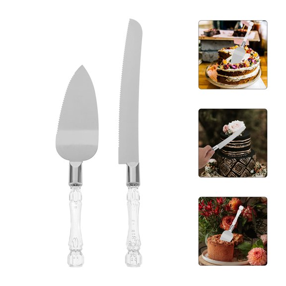 Hemobllo 2Pcs Wedding Cake Cutting Set Stainless Steel Silver for Couples Celebrating Love
