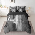 thumbnail image 2 of Manfei Retro Oil Painting Twin Bedding Sets 7pcs, Abstract Watercolor Art Bedding Comforter Set, Black Gray Ombre Sheet Sets, Ultra Soft Home Decor, 2 of 8