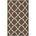 SAFAVIEH Dhurrie Brad Geometric Moroccan Wool Runner Rug, Brown/Ivory