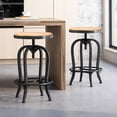 thumbnail image 2 of GDF Studio Eulah Modern Industrial Fir Wood Adjustable Swivel Barstool, Natural and Black Brushed Silver, Set of 2, 2 of 9