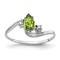thumbnail image 3 of 14K White Gold 6X4mm Pear Peridot AA Diamond Ring Size 6, 3 of 5