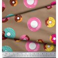 thumbnail image 2 of Soimoi Brown polyester Crepe Fabric Donuts Food Print Fabric by Yard 42 Inch Wide, 2 of 5