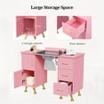 thumbnail image 5 of Manicure Table Nail Desk for Nail Tech w/Glass Top & Wrist Rest, Beauty Salon Nail Supplies Decor Workstation Acetone Resistant w/2 Side Cabinet+3 Drawers, Pink, 5 of 14