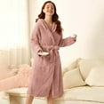 thumbnail image 5 of Afdoent Soft Womens Robe Women's Double Pocket Hooded Flannel Bathrobe Soft And Warm Double Faced Velvet Bathrobe Pajamas And Home Wear Comfortable, 5 of 9