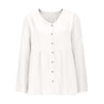 thumbnail image 5 of NAFUU Sweet Womens T-Shirts Solid Color Casual Relaxed Fashionable Long Sleeve V-Neck Button Down Blouse T-Shirts For Women，White, 5 of 5