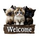 thumbnail image 1 of Letrero de bienvenida con animales alegres, colgante de madera de Newsbird para pared y patio., 1 of 7
