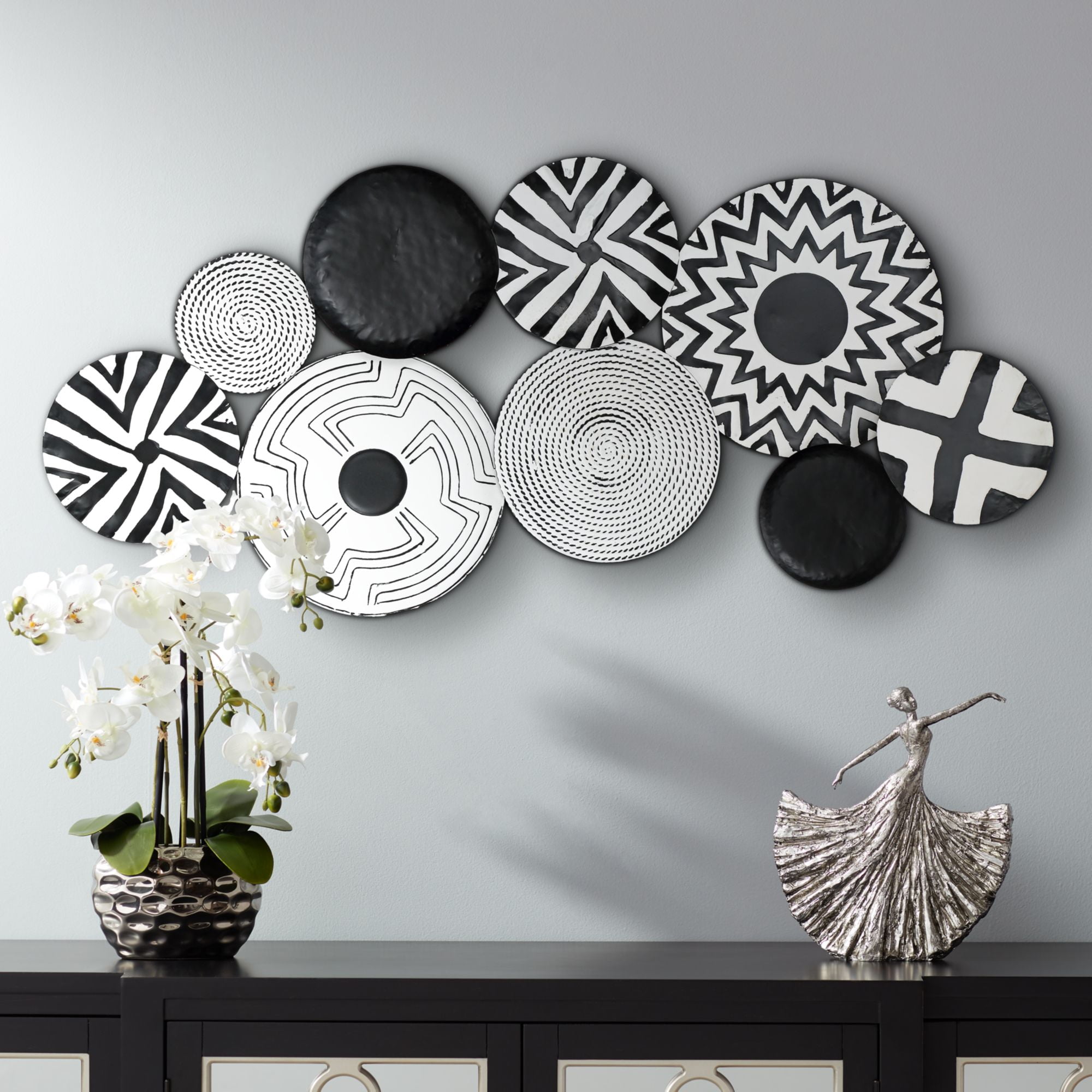 Newhill Designs Abstract Discs 45 1/4" Wide Black and White Metal Wall