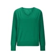 thumbnail image 3 of Smsaxvxz Sweaters for Women Fall Fashion V Neck Long Sleeve Soft Loose Knit Winter Pullover Tops Green 2XL, 3 of 5