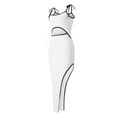 thumbnail image 5 of Caoirhny Women Slim Midi Dress Spaghetti Straps Sleeveless Contrast Color Ribbed Cut-out Side Split Dresses, 5 of 9