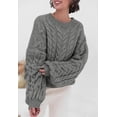 thumbnail image 3 of PRETTYGARDEN Womens Sweaters Spring 2025 Cable Knit Long Sleeve Crewneck Oversized Sweater Chunky Pullover Loose Outfits, 3 of 8