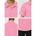thumbnail image 6 of Unique Bargains Men's Button Down Short Sleeves Cotton Polka Dots Shirt L (US 42) Pink, 6 of 7