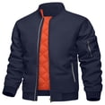 thumbnail image 4 of Thousandth Men's Bomber Jacket Reversible Warm Coat Quilted Lined Windproof Baseball Collar Jacket Casual Fall Winter Outerwear, 4 of 6