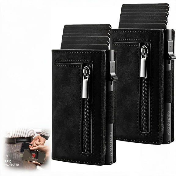 Pop up Wallet for Men,Flipside Wallet,Wallet For Men Trifold,Pop Up Wallet By Metal&Leather,Carry Proof RFID Blocking Mens Wallet with Coin Pocket
