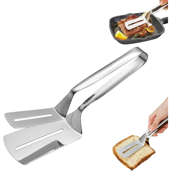 Stainless Steel Grill Clamp, Grill Clamp Spatula, Anti-Scald Extended Handle Spatula Tongs, Stainless Steel Kitchen Tongs, Versatile Kitchen Tool for Flipping Steak Fish Bread BBQ